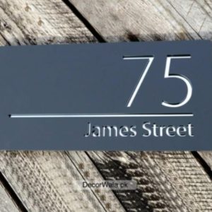 Gray And White Acrylic House Name Plate-