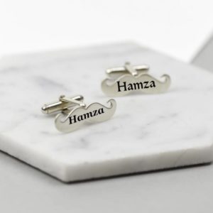 Mustache Name Engraved Cufflinks-